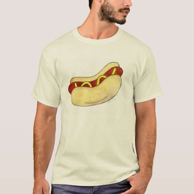 Perro caliente con mostaza en la camiseta de Tee F (Anverso)