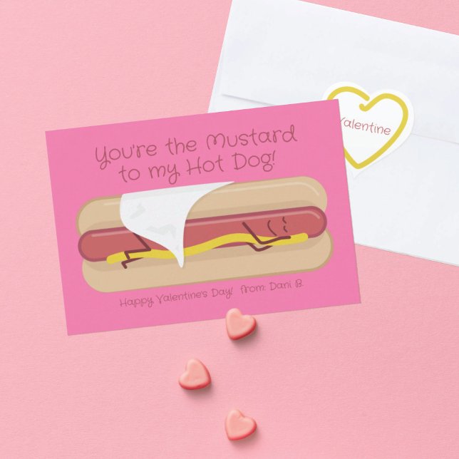 Perro caliente con tarjeta de El día de San Valent (Subido por el creador)