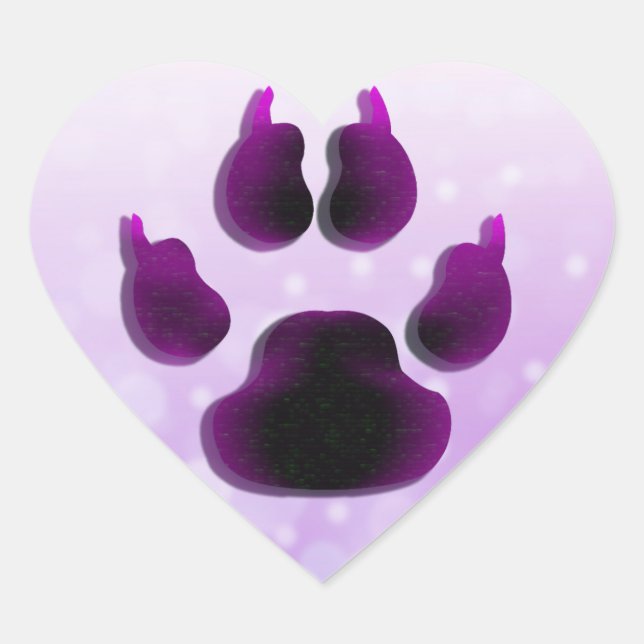 Perro Canine Paw Imprimir Pegatinas Púrpura (Anverso)