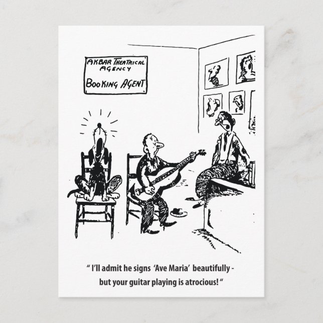 Perro Cantando, Postal vintage humorística (Anverso)