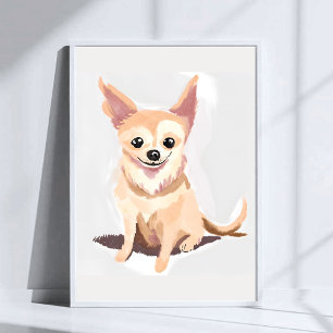 Perro Chihuahua Arte Acuarela de Mascota Cachorr