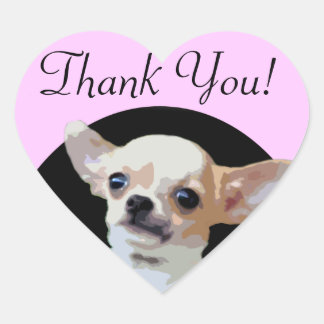 Perro Chihuahua Gracias pegatinas de corazón