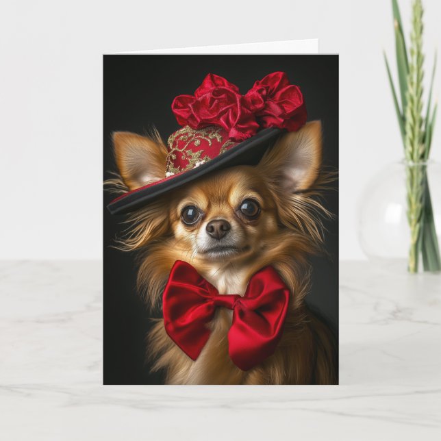 Perro Chihuahua Navidad Elegante Victoriano (Anverso)