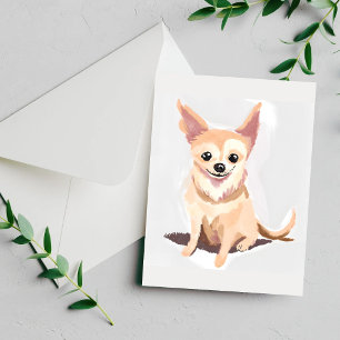 Perro Chihuahua Tarjeta de Acuarela de Cachorro