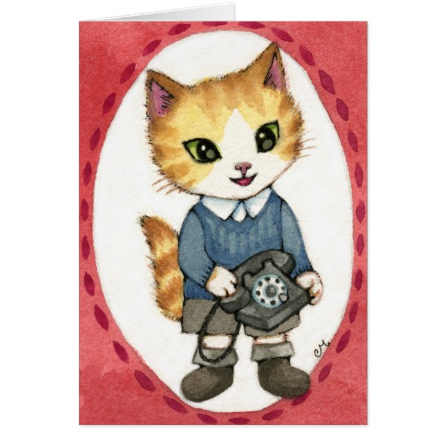 Perro chino - arte retro del gato del teléfono de (Frente)
