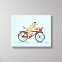Perro ciclista con amigo ardilla - Arte animal div