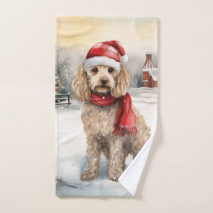 Perro Cockapoo en Navidades de nieve