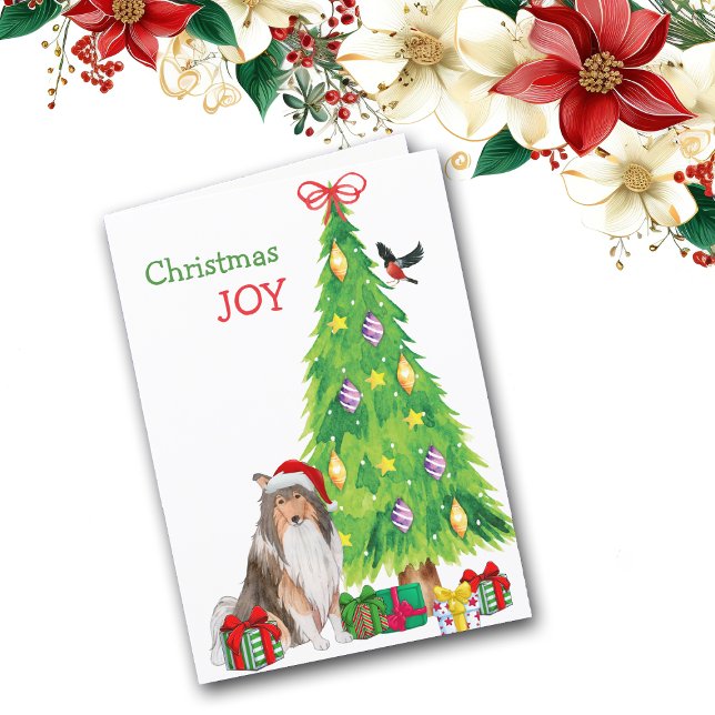 Perro collie de Santa Hat y árbol de Navidad (Subido por el creador)