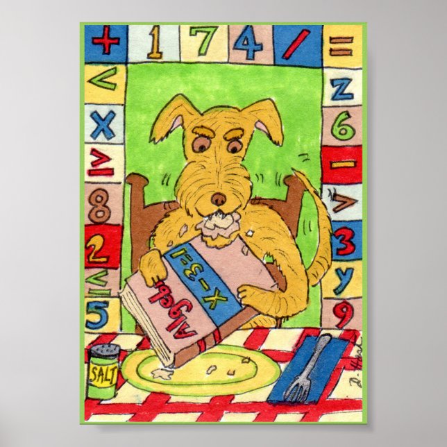 Perro comiendo matemáticas en casa Mini arte folcl (Frente)