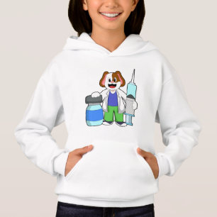 Perro como Médica con jeringas