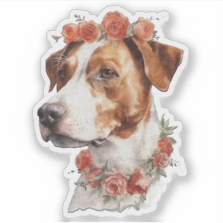 Perro con flores en la cabeza Pegatina de San Vale
