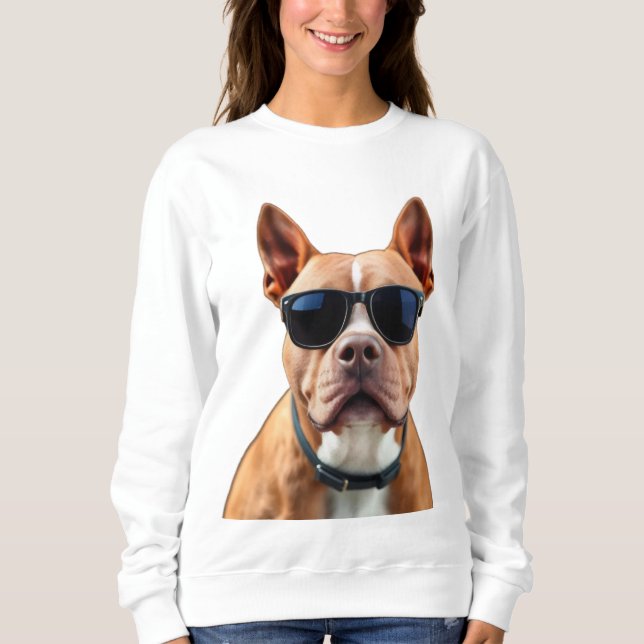 Perro con gafas de sol Camisa de sudadera para muj (Anverso)