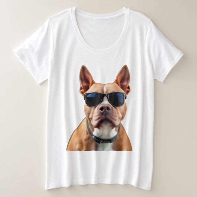 Perro con gafas de sol Camiseta básica para mujere (Anverso del diseño)