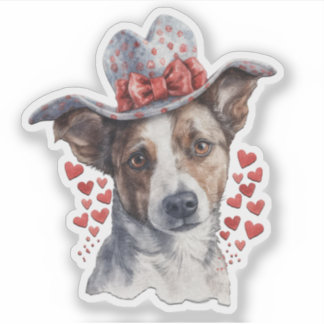 Perro con Gorra en la cabeza Pegatina de San Valen