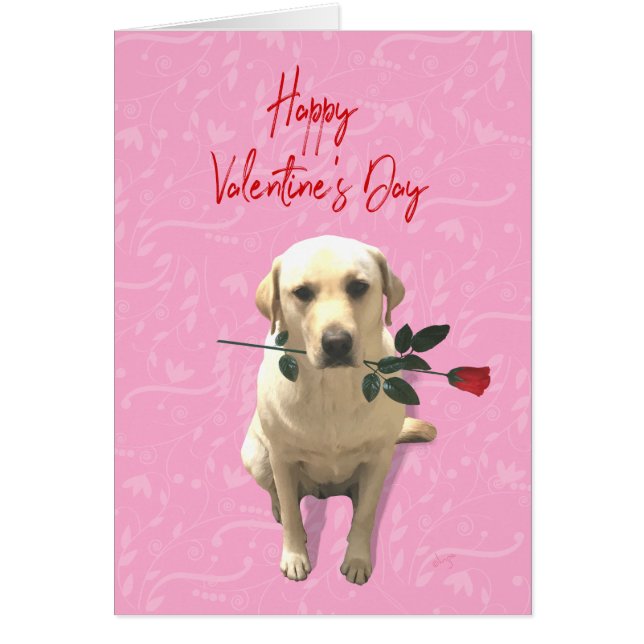 Perro con Rosa Feliz Día de San Valentín (Frente)