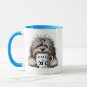 Perro con taza de café