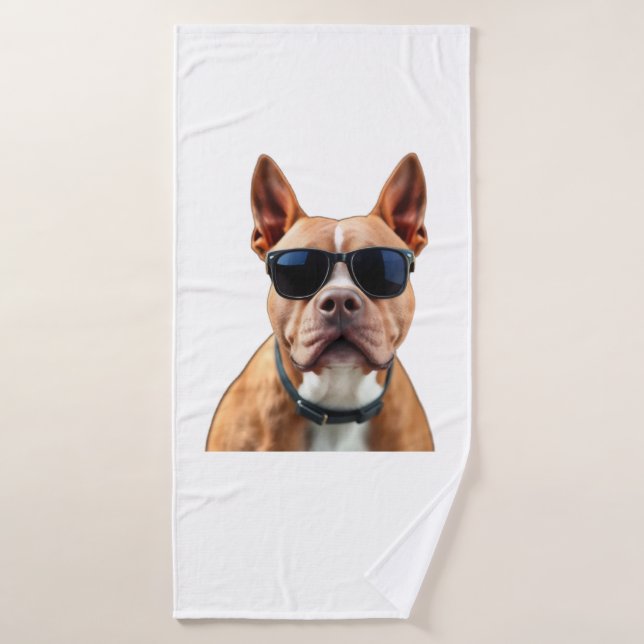 Perro con toalla de baño de gafas de sol (Toalla de baño)