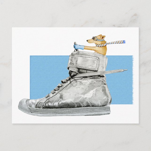 Perro conduciendo un zapato 2 postal (Anverso)