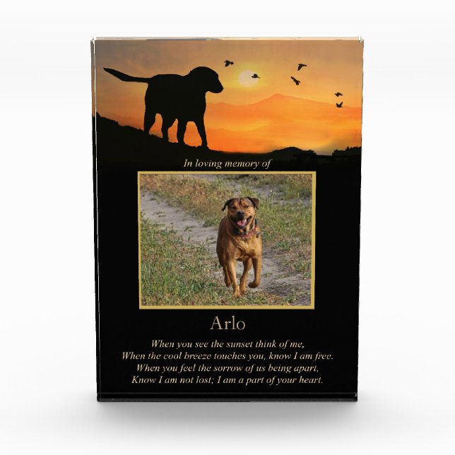 Perro conmemorativo con poema espiritual y foto Pe (Anverso)