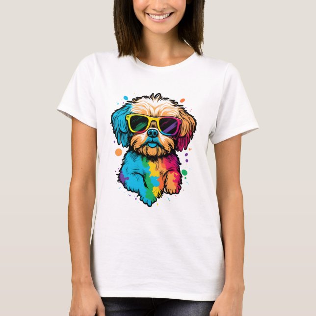 Perro Cuto Con Camiseta De Gafas (Anverso)