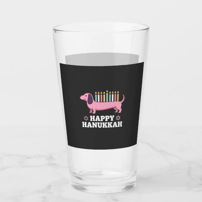 Perro Dachshund feliz Hanukkah (Anverso)