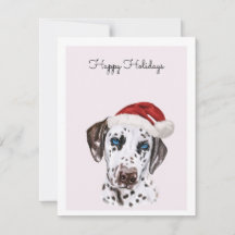 Perro dalmatiano con tarjeta Santa Hat