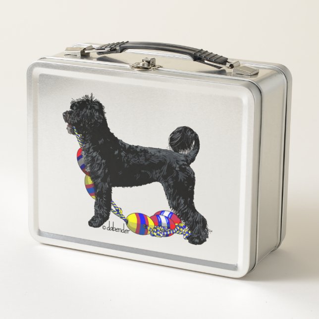 Perro de Agua Portugués de pie con línea de flotac (Anverso)