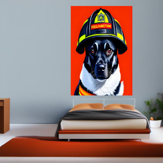 Perro de bomberos blanco y negro | Poster de arte