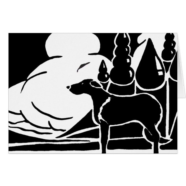 Perro de Borzoi ruso contra el horizonte ruso (Anverso (Horizontal))