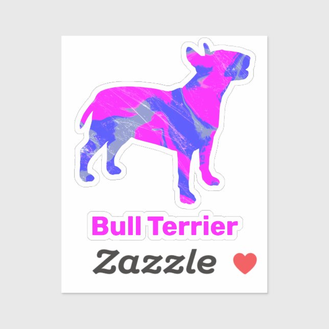 Perro de Bull Terrier Pegatina Personalizado rosa  (Hoja)