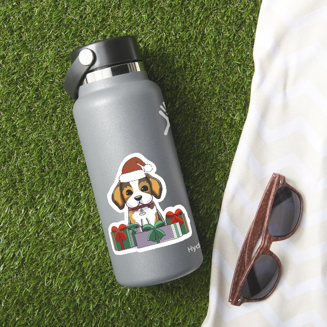 Perro de cachorro con regalos pegatinas de Navidad (HydroFlask Insitu)