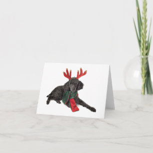 Perro de caniche negro de juguete del navidad
