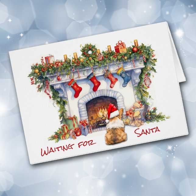 Perro de Corgi esperando la chimenea de los Navida (Subido por el creador)