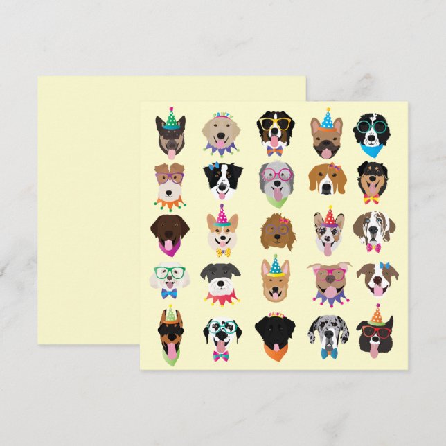 Perro de cumpleaños feliz enfrenta a animales pobr (Anverso / Reverso)
