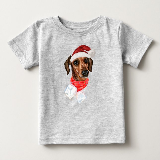 Perro de Dachshund Con Navidades De La Camiseta De (Anverso)