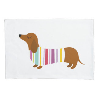 Perro de Dachshund - funda de almohada blanca