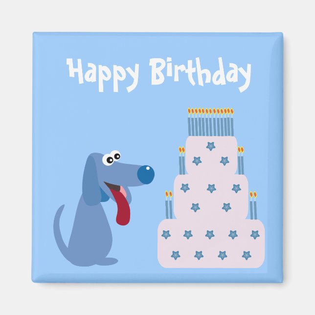 Perro de dibujos animados azul lindo y imán de tor (Frente)