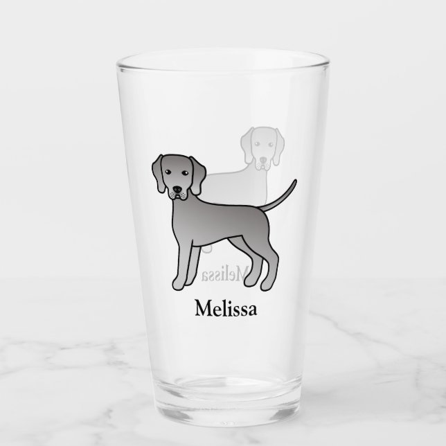 Perro de dibujos animados lindo Weimaraner y nombr (Anverso)