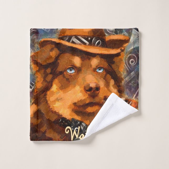 Perro de gangster guapo con ojos azules personaliz (Toallita)