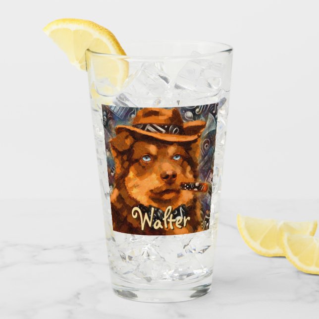 Perro de gangster guapo con ojos azules personaliz (Anverso (hielo))