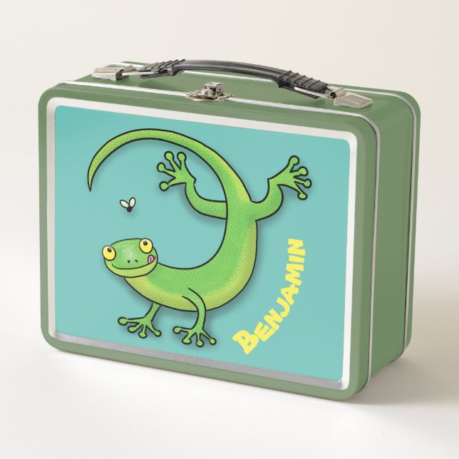 Perro de gecko verde alegre con personalizado de b (Anverso)