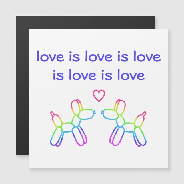 Perro de globo de arcoíris de amor es amor tarjeta (Anverso/Reverso)