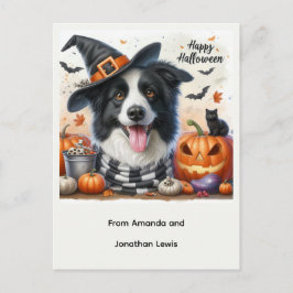 Perro de Halloween de Tarjeta Postal de Vacaciones