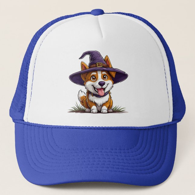 Perro de Halloween llevando un Gorra de brujas (Anverso)