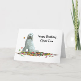 Perro de Labradoodle en hojas Tarjeta de saludo de