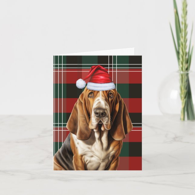 Perro de Navidad Basset Hound Plaid Navideño (Anverso)