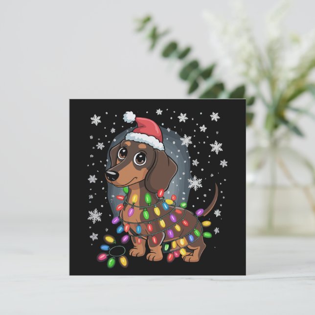 Perro de Navidad Dachshund Santa Wiener (Anverso de pie)