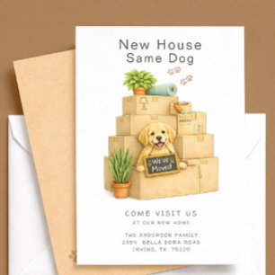 Perro de Oro Casa Nueva Mismo Perro Tarjeta de Mud