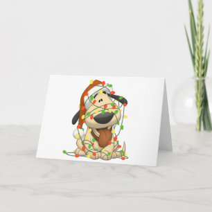 Perro de perrito divertido de las luces de navidad