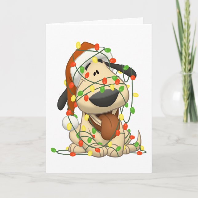 Perro de perrito divertido de las luces de navidad (Anverso)